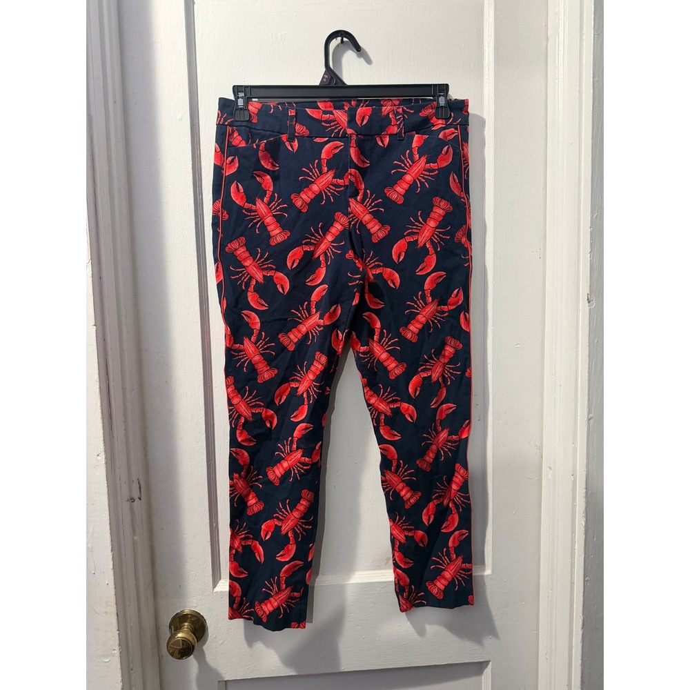 Old Navy Lobster Patterned Pixie Ankle Pants Navy Blue Red Size 10 Mid Rise Slim